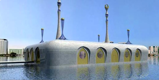 Floating mosque in Dubai. Illustration from Waterstudio.NL